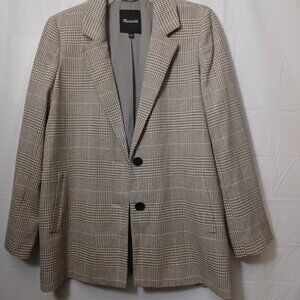 MADEWELL DORSET PLAID BLAZER GRAY SIZE MEDIUM